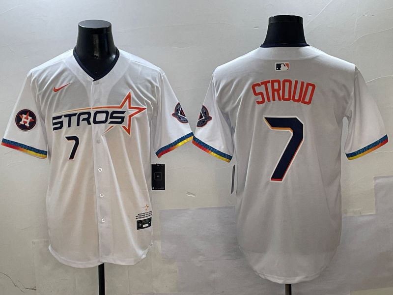 Men Houston Astros #7 Stroud White Fourth generation Joint Name Nike 2025 MLB Jersey style 3